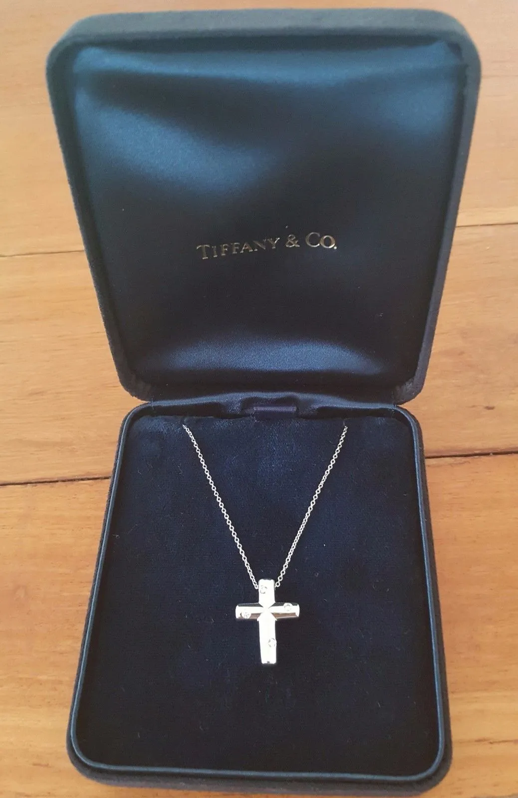 Tiffany & Co. Solid Platinum and Diamond Etoile Cross Necklace/Pendant