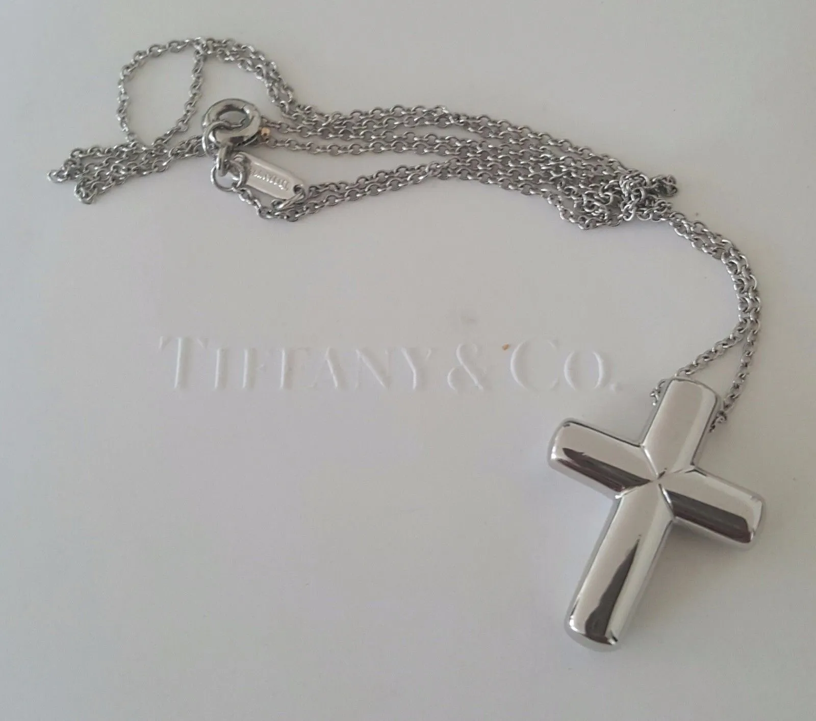 Tiffany & Co. Solid Platinum and Diamond Etoile Cross Necklace/Pendant