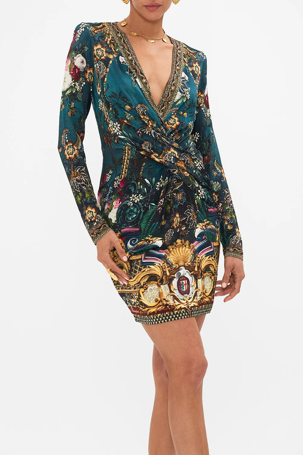 V-NECK CROSS FRONT DRESS VERDIS WORLD