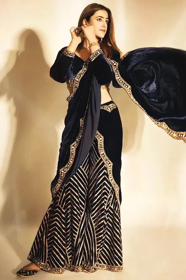 Velvet Sharara Suit Design For Wedding Guest
