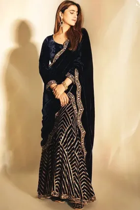 Velvet Sharara Suit Design For Wedding Guest
