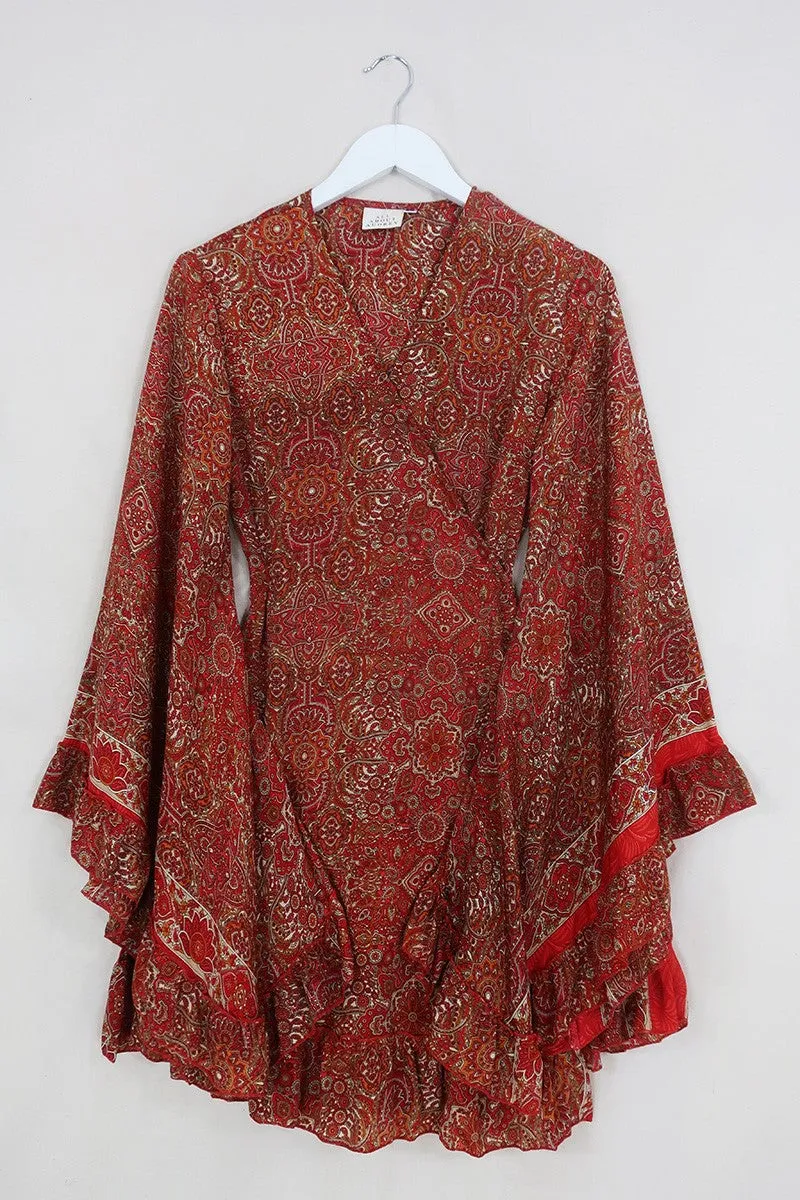 Venus Mini Wrap Dress in Ono Vermillion Mandala
