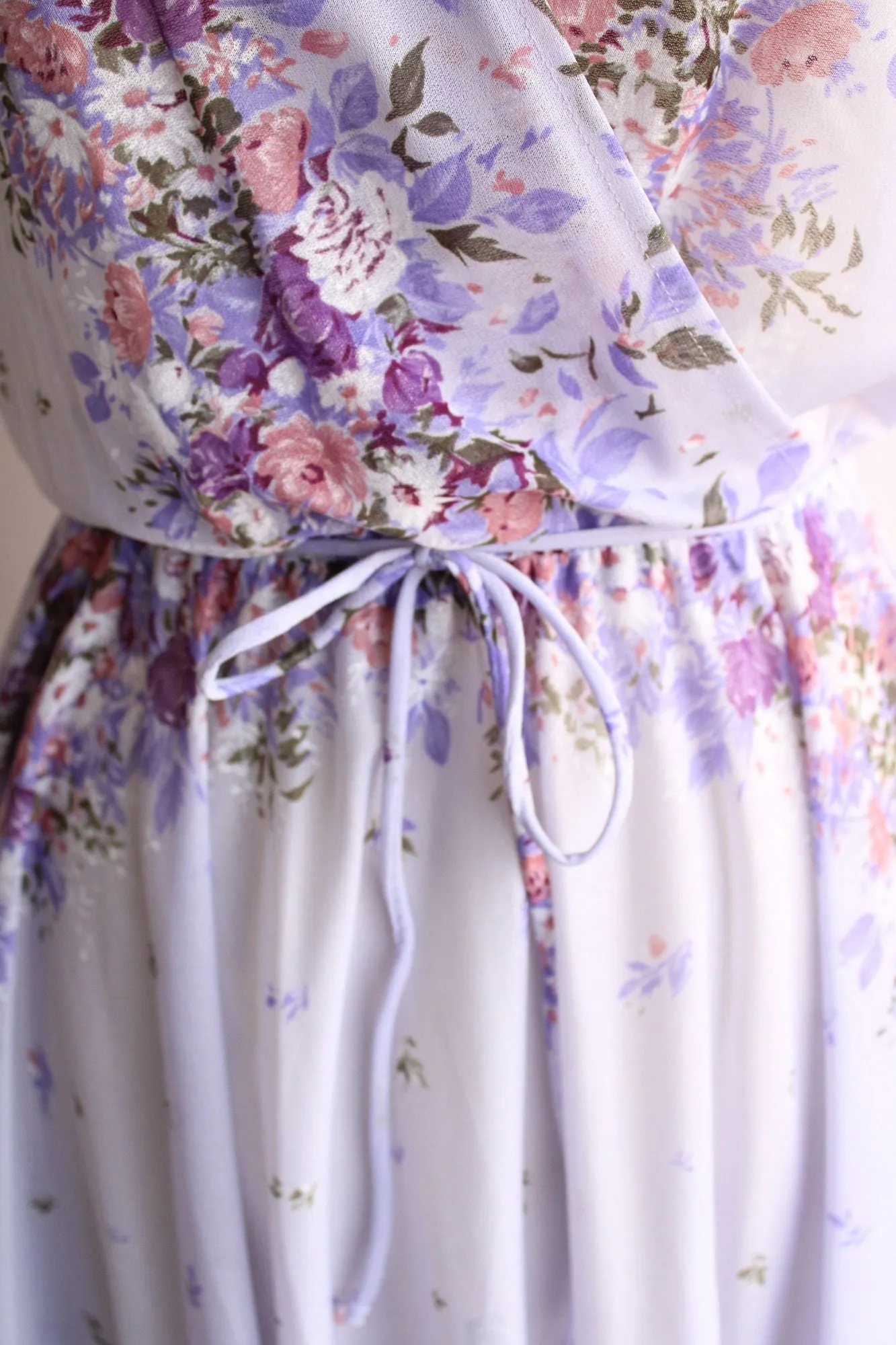 Vintage 1970s Purple Floral Boho Dress with Belt