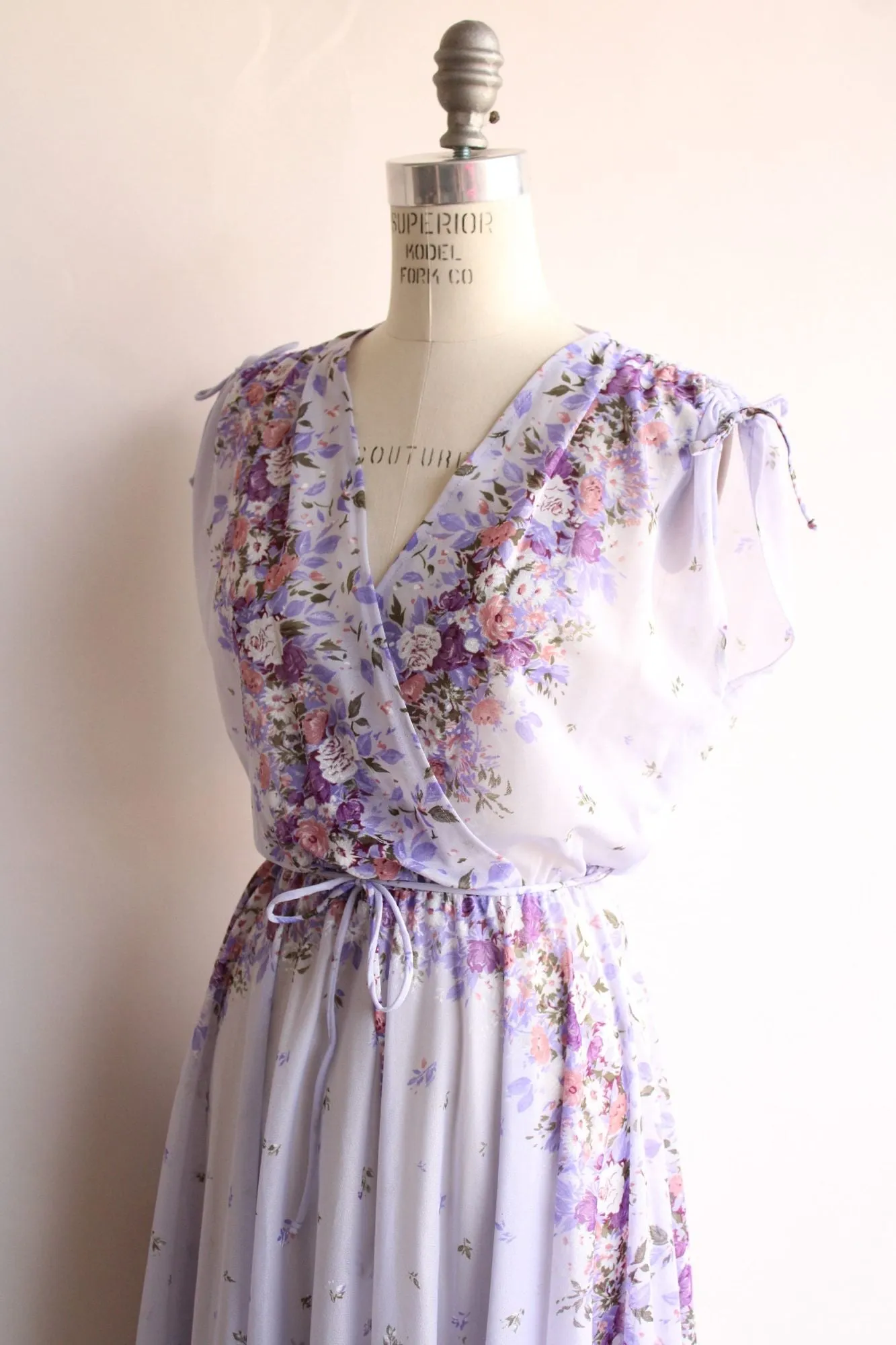 Vintage 1970s Purple Floral Boho Dress with Belt
