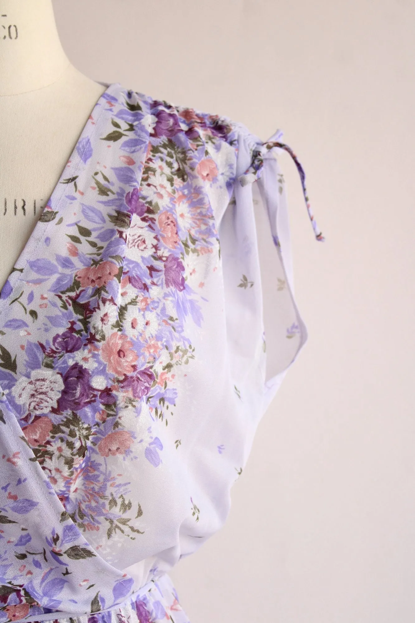 Vintage 1970s Purple Floral Boho Dress with Belt