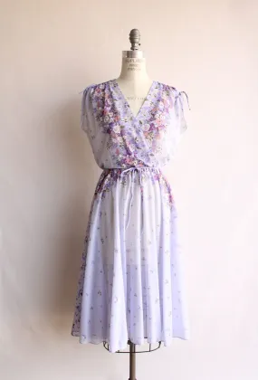 Vintage 1970s Purple Floral Boho Dress with Belt