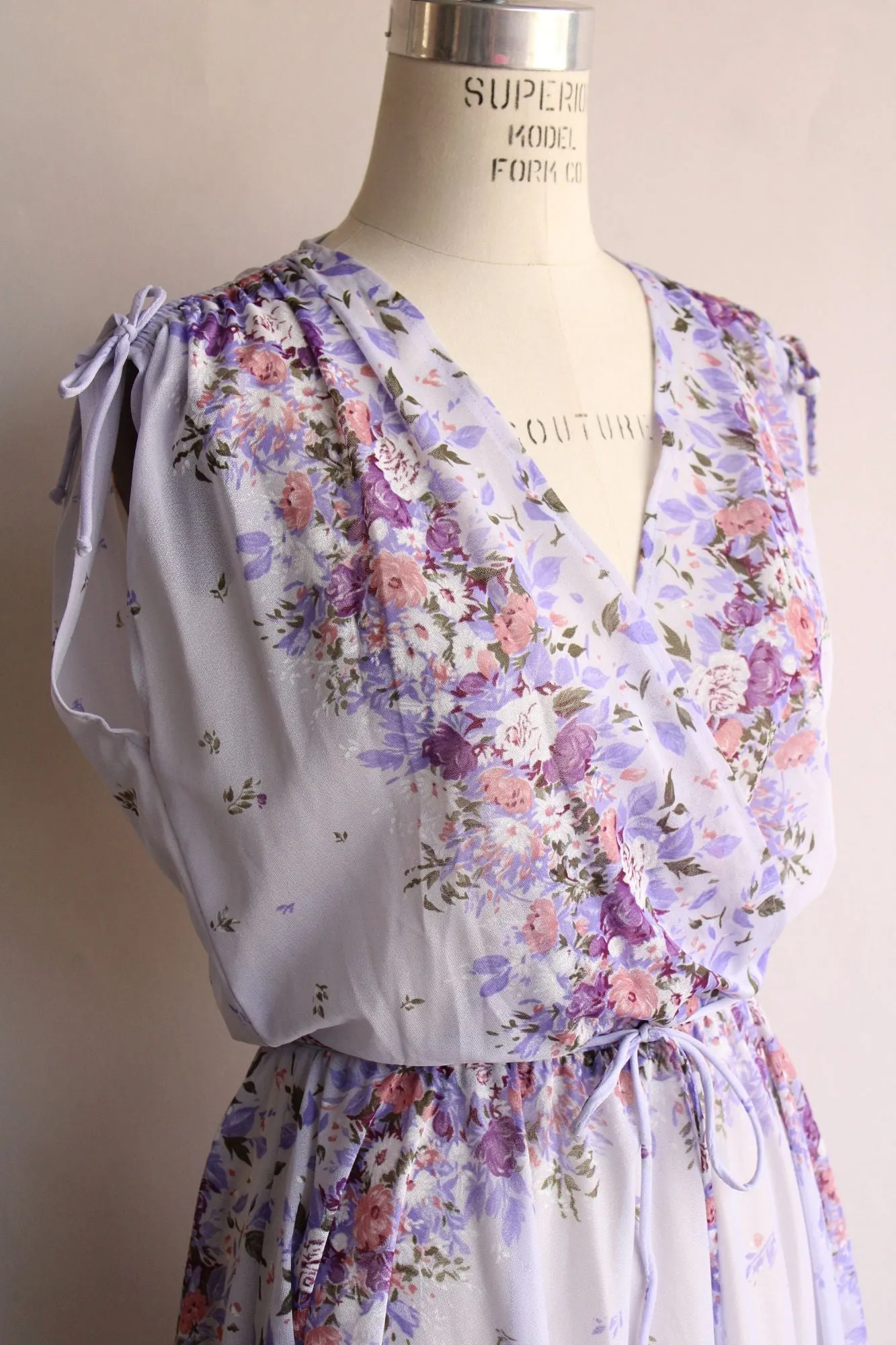 Vintage 1970s Purple Floral Boho Dress with Belt