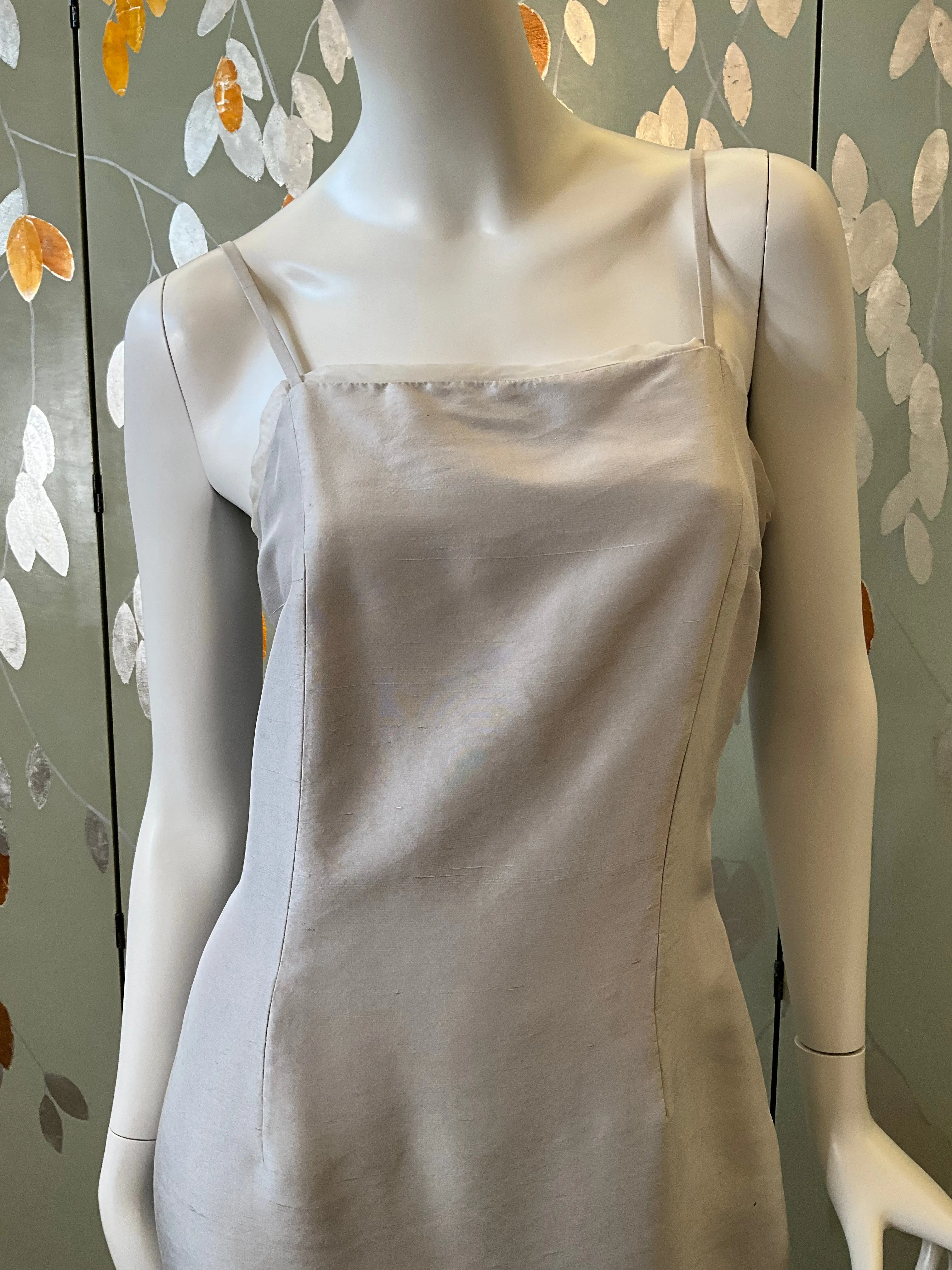 Vintage 1990s Grey Silk Evening Slip Dress, Large