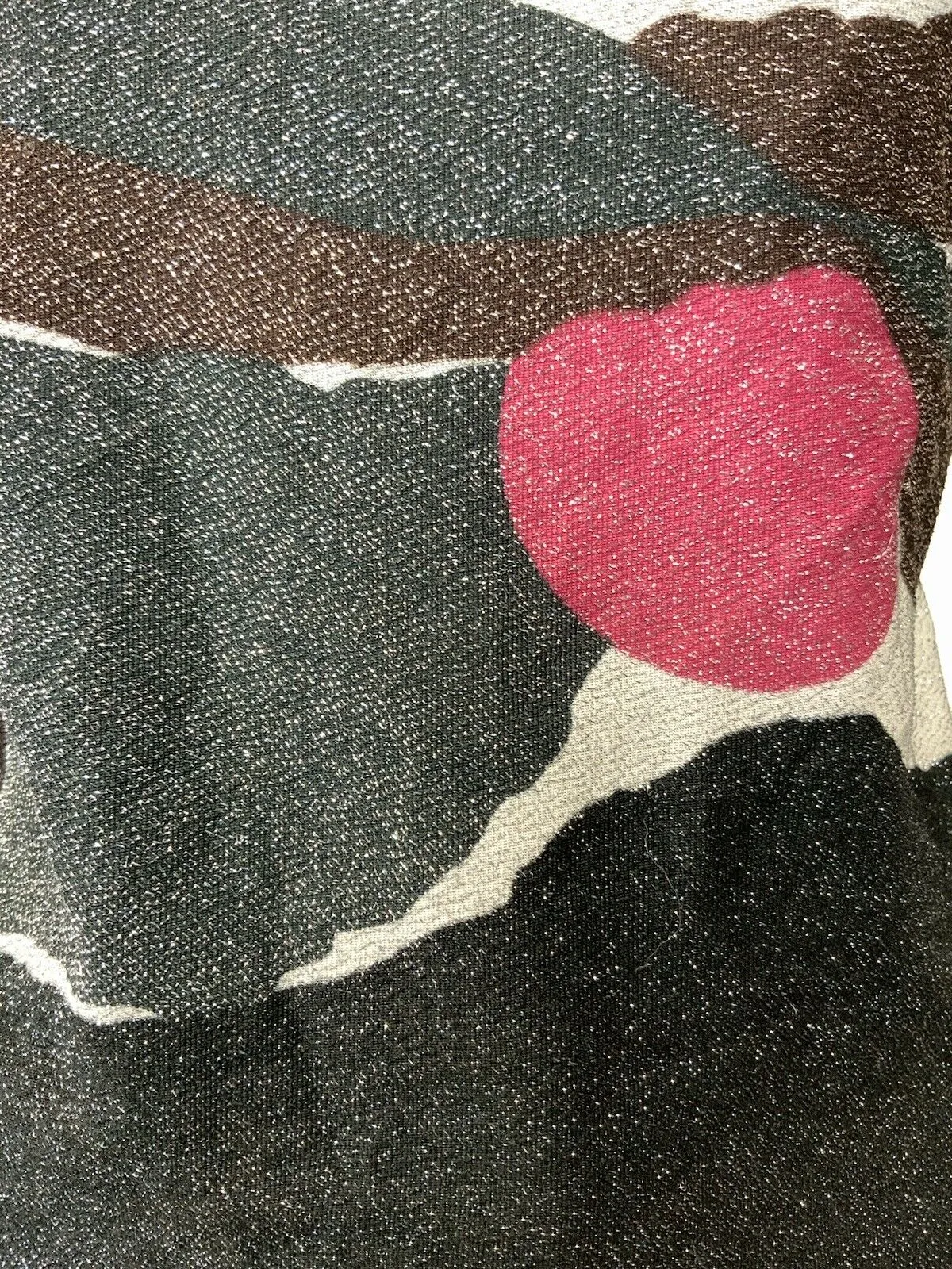 VINTAGE 60s 70s BLACK BROWN PINK ABSTRACT GLITTER LUREX SHIRT BLOUSE 14 16