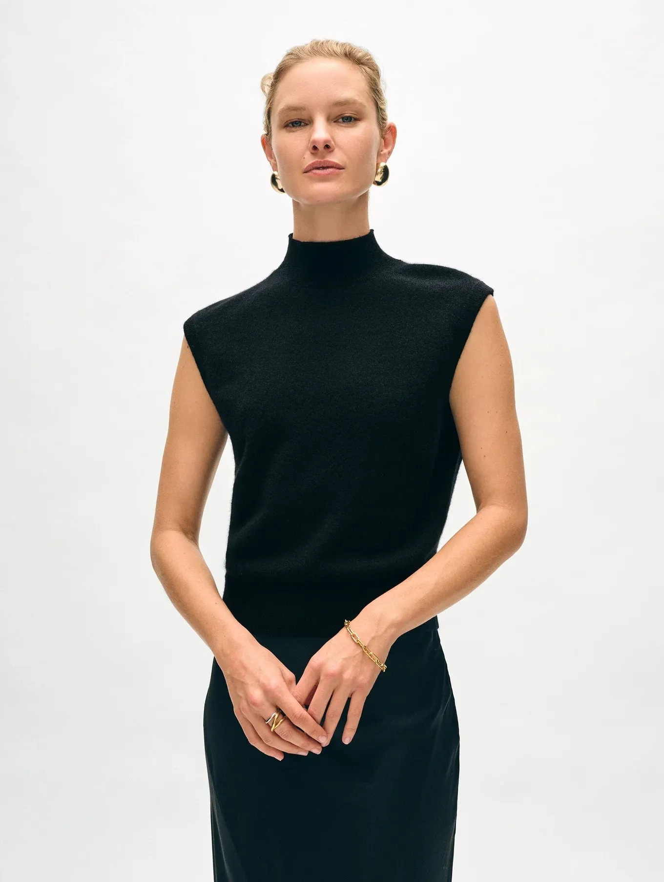 White   Warren Cashmere Sleeveless Mockneck 21067