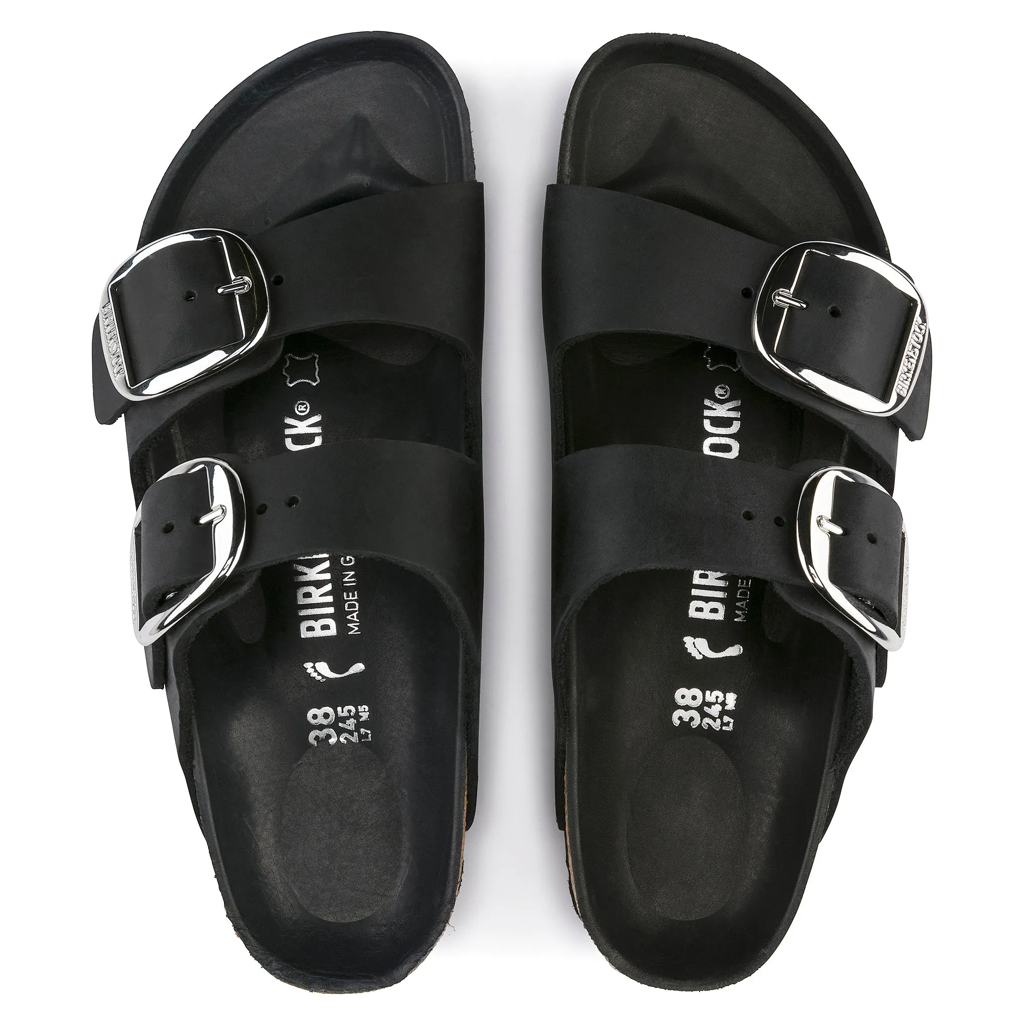 Women's Birkenstock Arizona Big Buckle Oiled Leather Color: Black (MEDIUM/NARROW WIDTH)