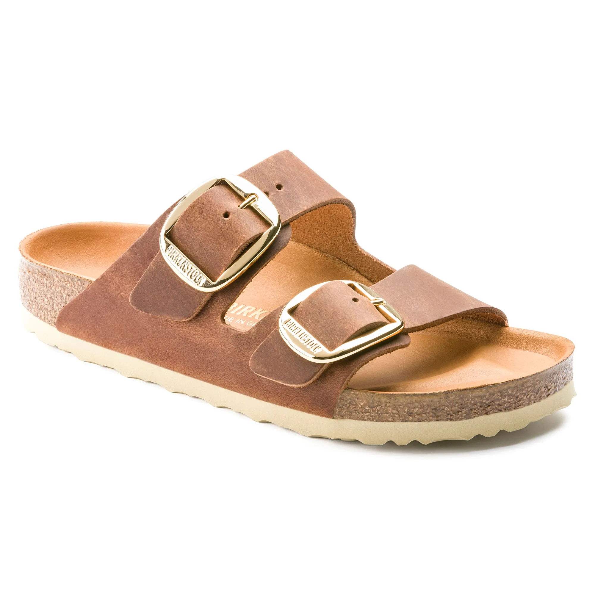 Women's Birkenstock Arizona Big Buckle Oiled Leather Color: Cognac (MEDIUM/NARROW WIDTH)