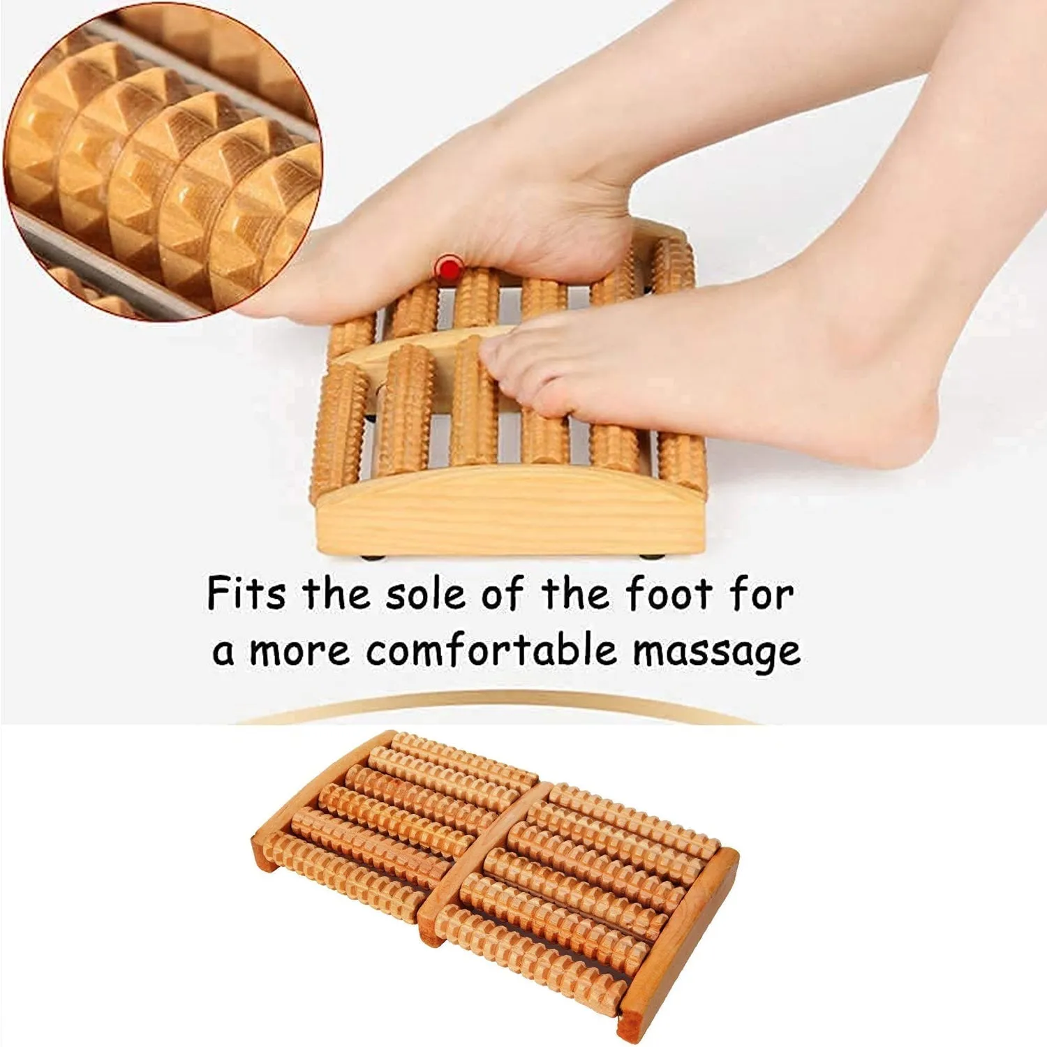 Wooden Foot Massager Roller Reflexology Foot Massager for Increase Blood Circulation and Plantar Fasciitis Relieve Pain
