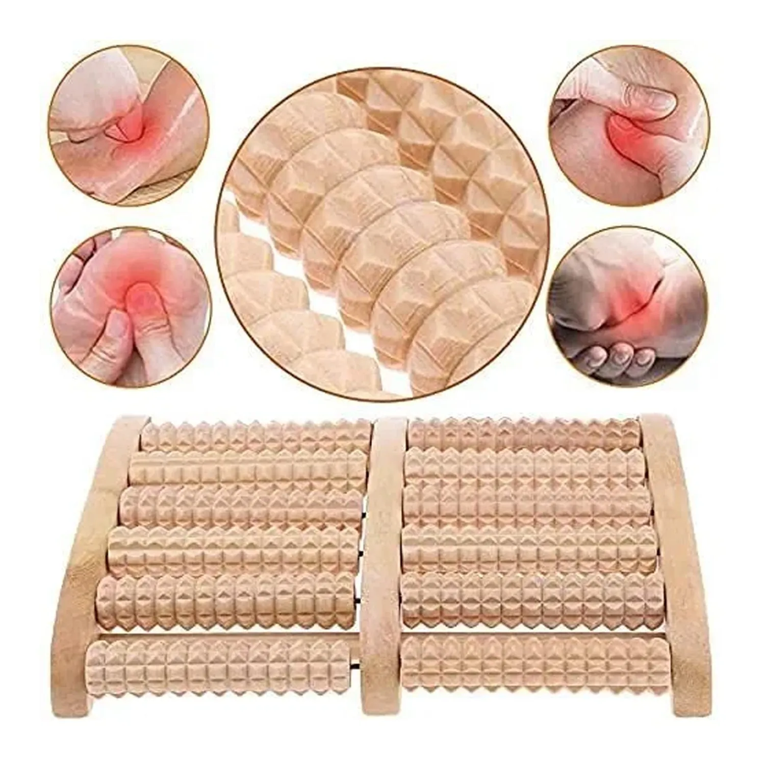 Wooden Foot Massager Roller Reflexology Foot Massager for Increase Blood Circulation and Plantar Fasciitis Relieve Pain