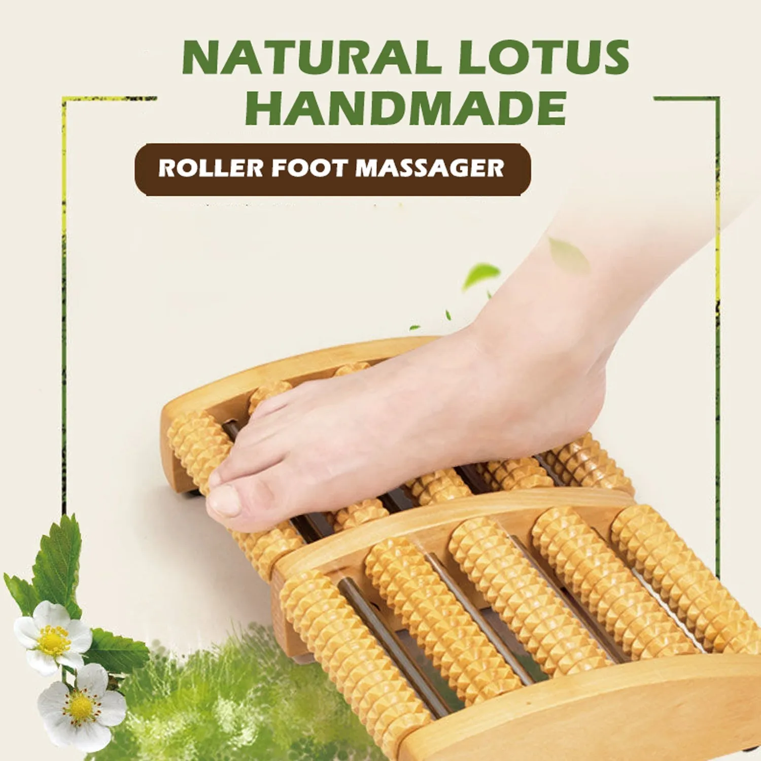 Wooden Foot Massager Roller Reflexology Foot Massager for Increase Blood Circulation and Plantar Fasciitis Relieve Pain