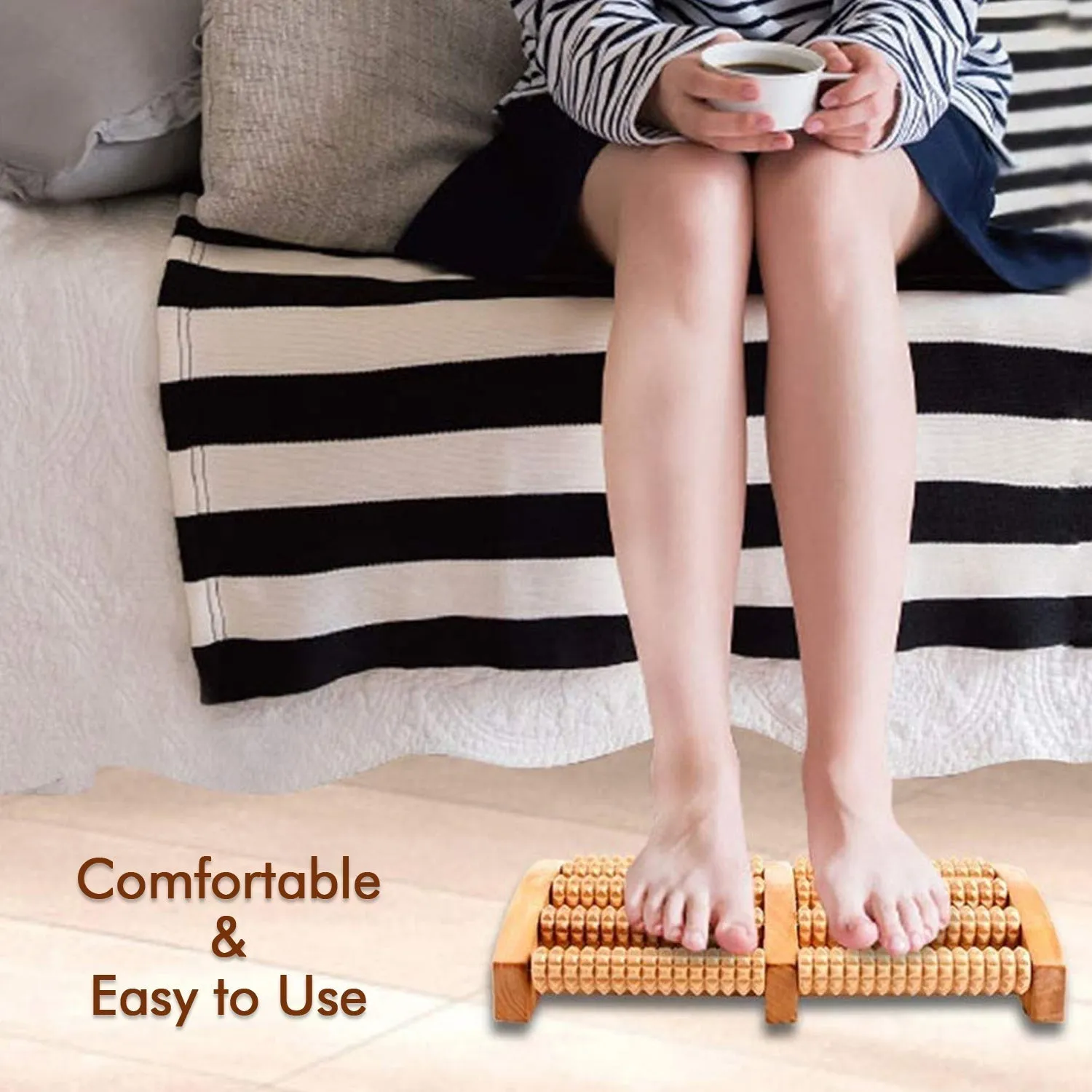 Wooden Foot Massager Roller Reflexology Foot Massager for Increase Blood Circulation and Plantar Fasciitis Relieve Pain