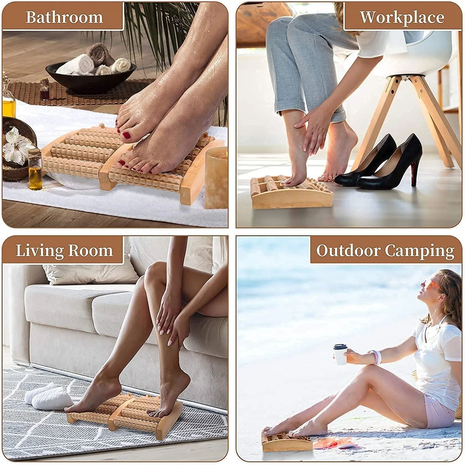 Wooden Foot Massager Roller Reflexology Foot Massager for Increase Blood Circulation and Plantar Fasciitis Relieve Pain