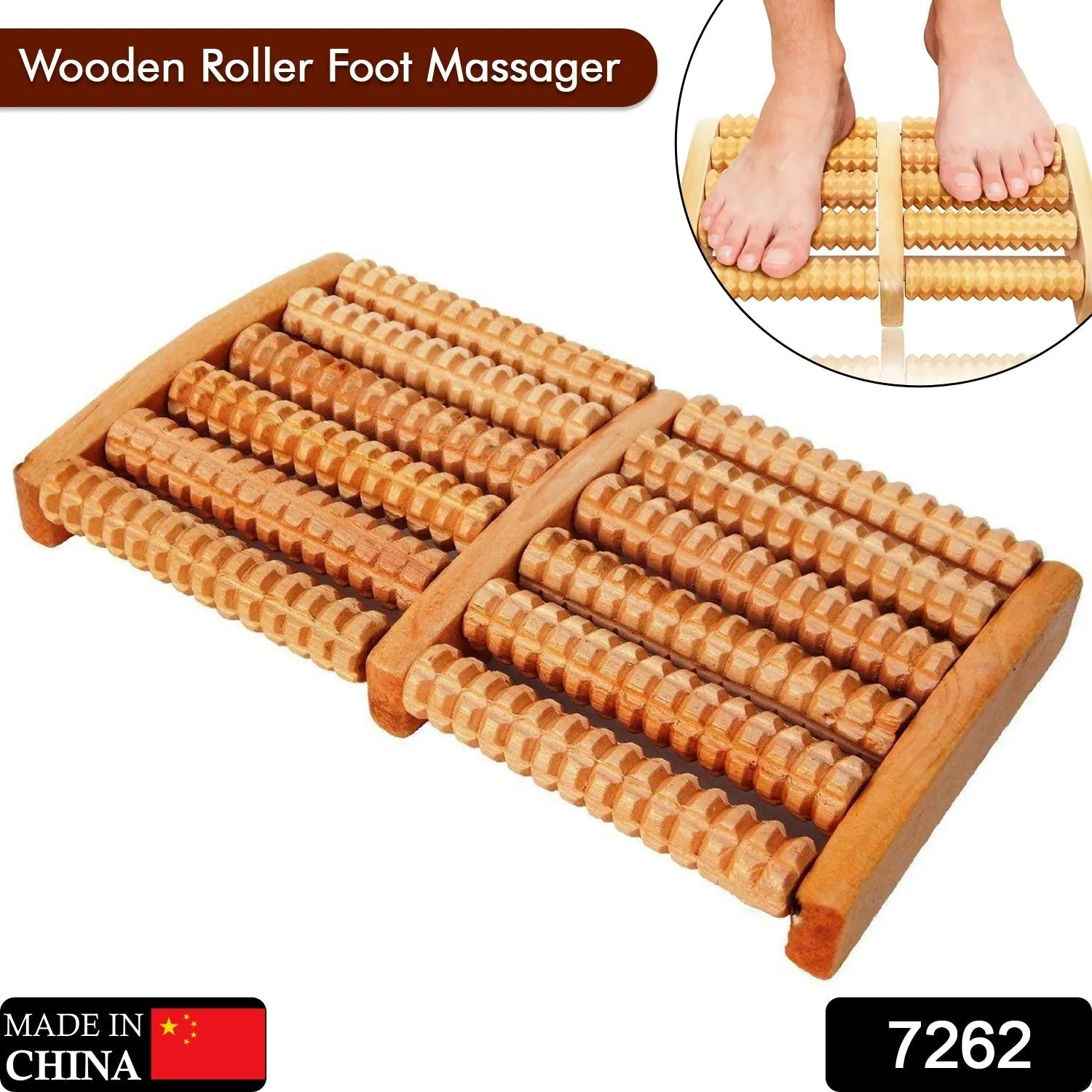 Wooden Foot Massager Roller Reflexology Foot Massager for Increase Blood Circulation and Plantar Fasciitis Relieve Pain