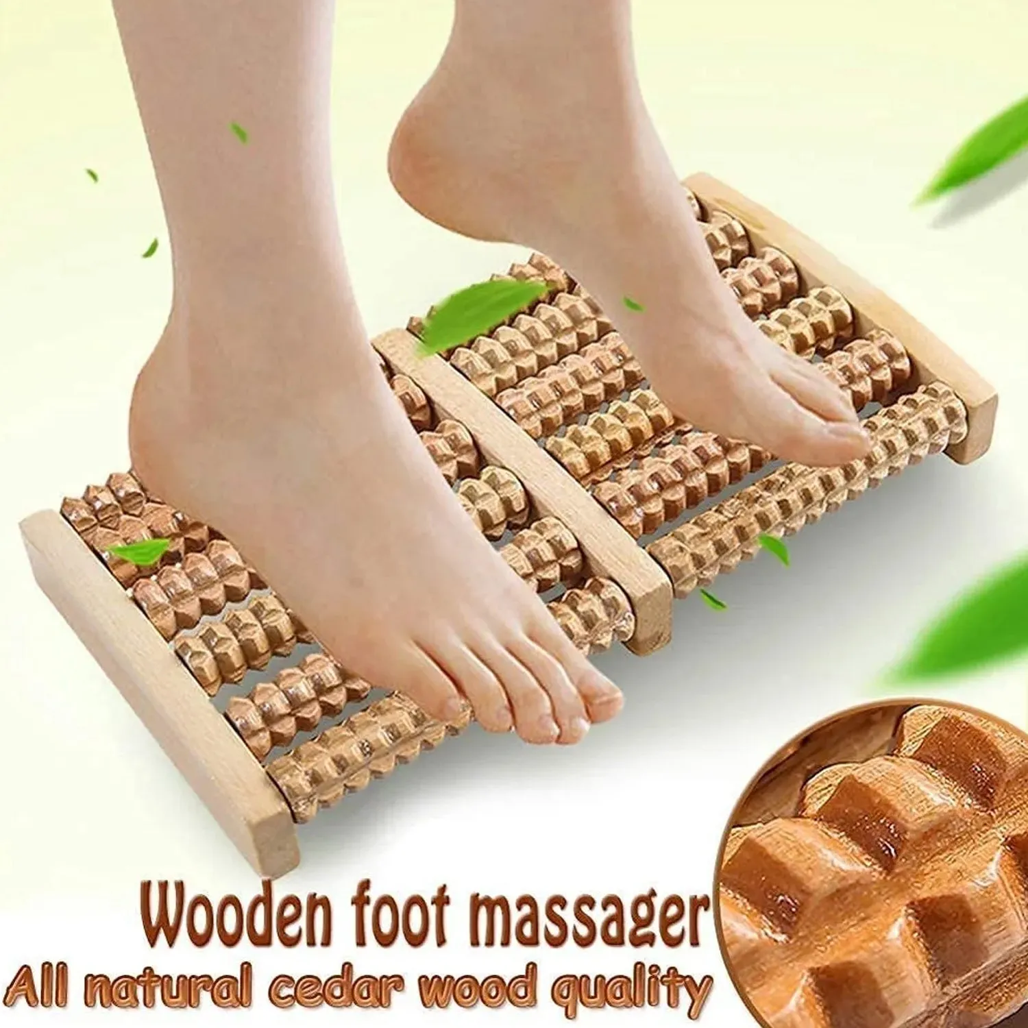 Wooden Foot Massager Roller Reflexology Foot Massager for Increase Blood Circulation and Plantar Fasciitis Relieve Pain