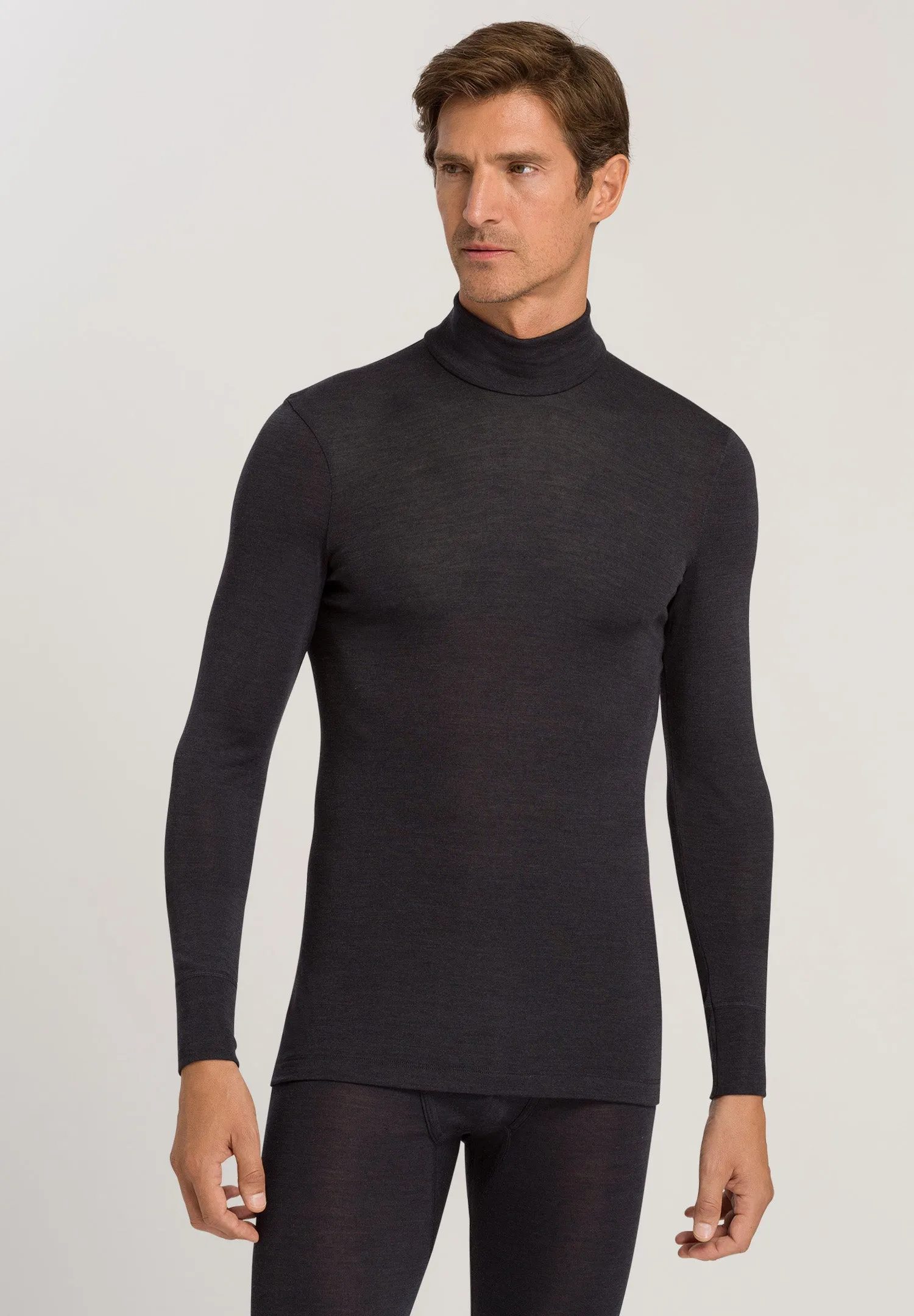 Woolen Silk M Thermal Turtleneck | Anthrazit 73403-176