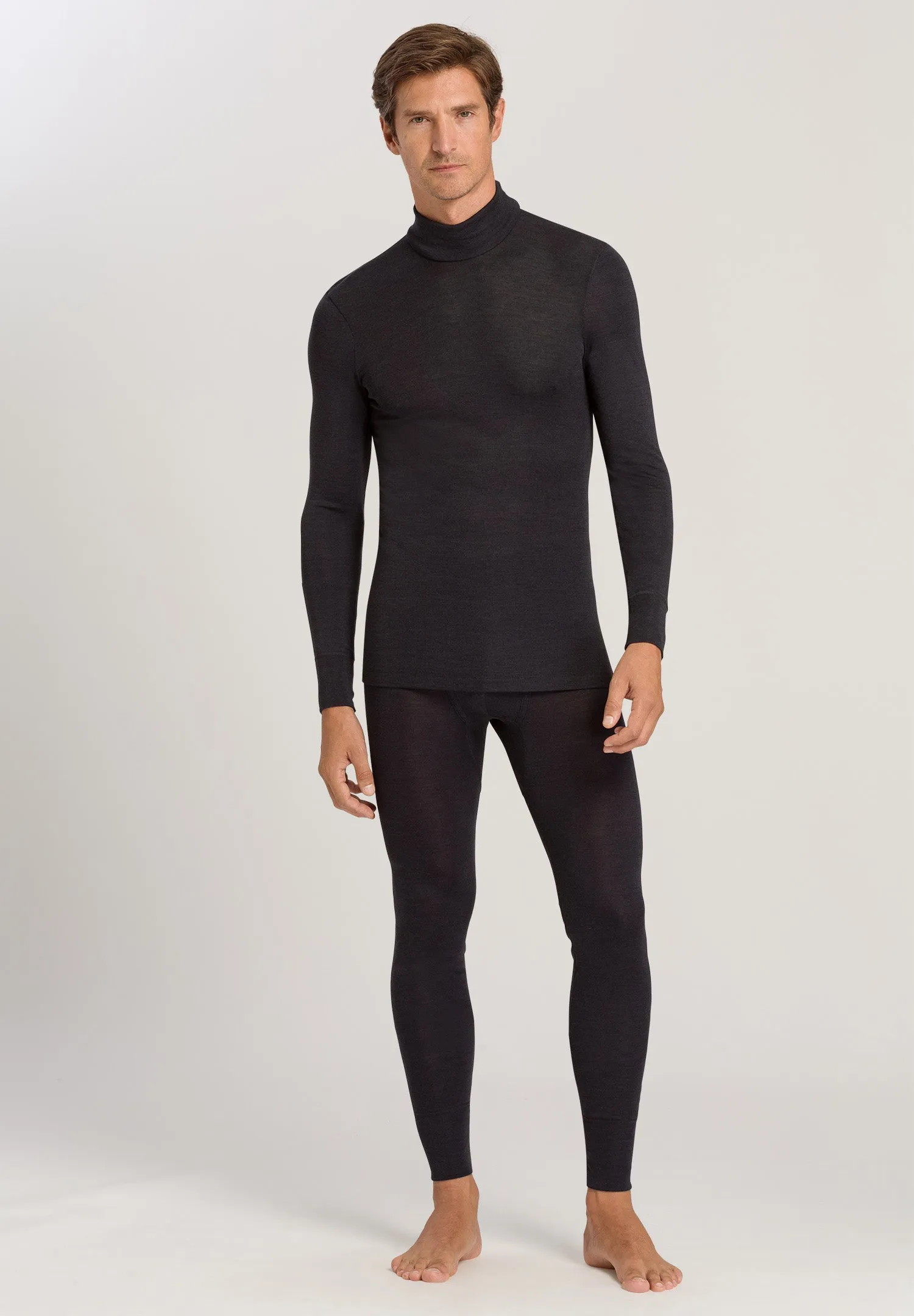 Woolen Silk M Thermal Turtleneck | Anthrazit 73403-176