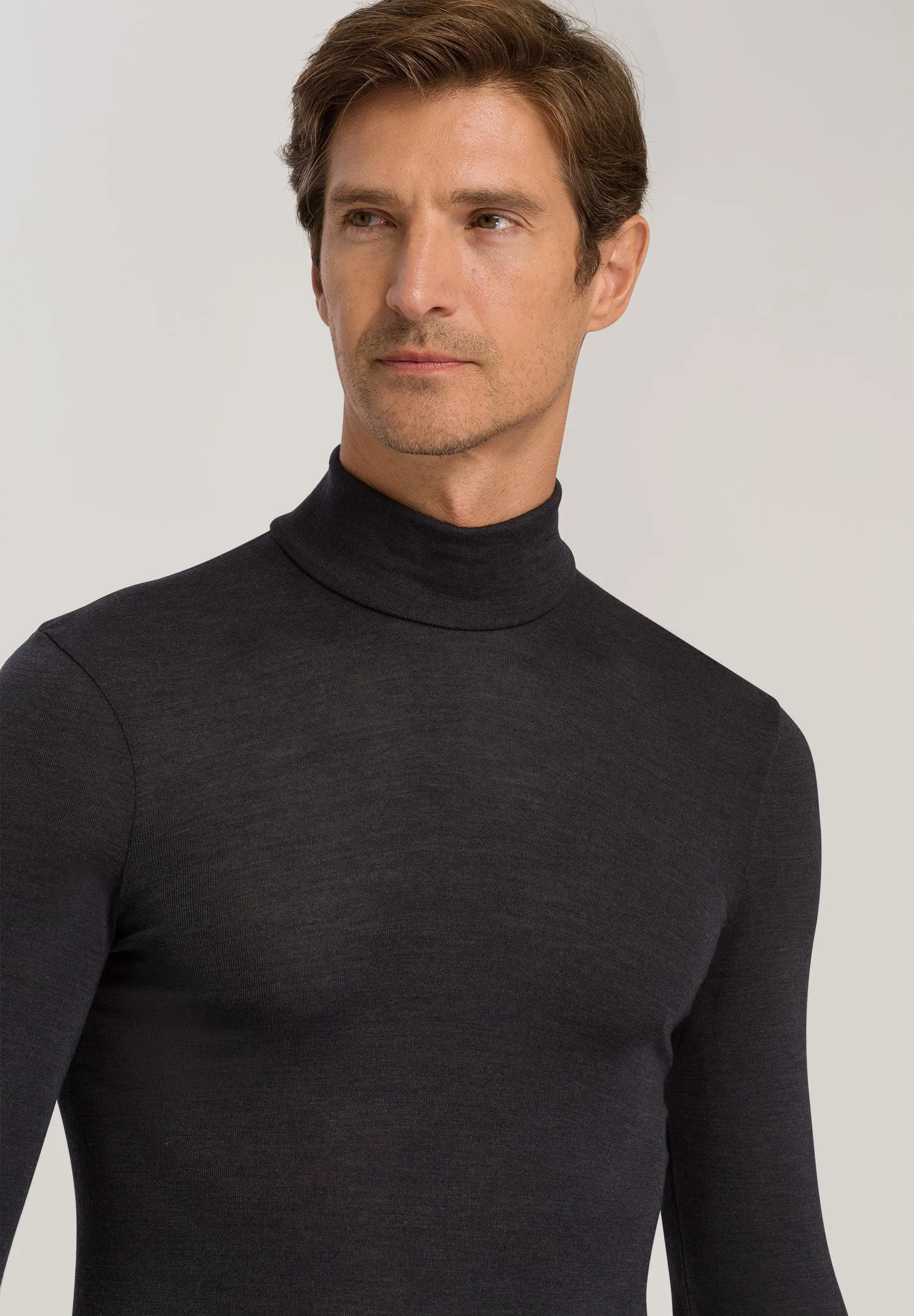 Woolen Silk M Thermal Turtleneck | Anthrazit 73403-176